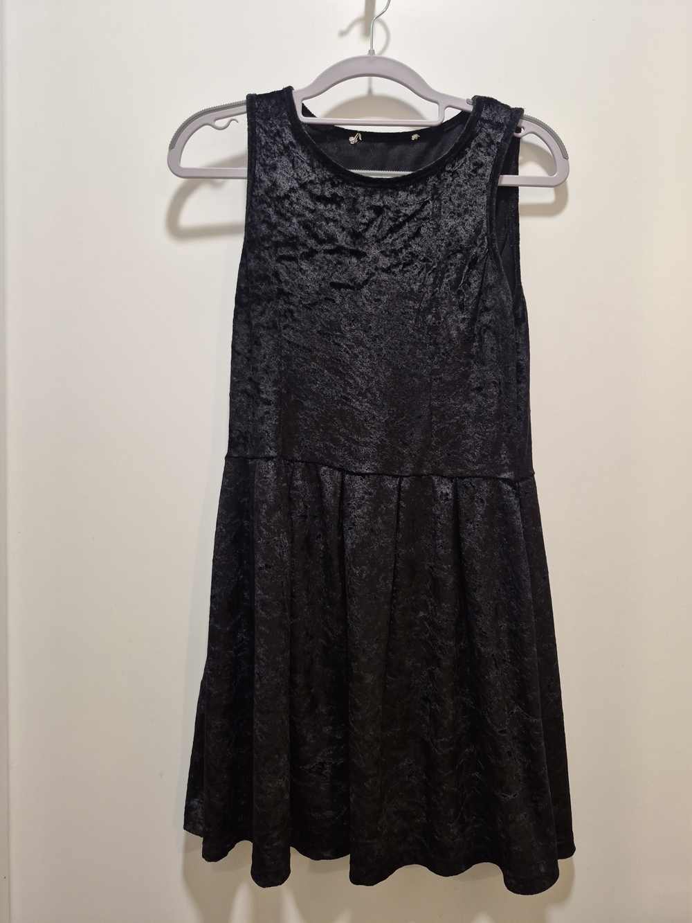 Sleeveless Black Velvet Fit & Flare Dress